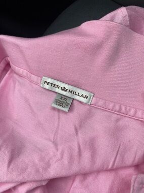 Peter Millar Light Pink Collared Polo fox emblem on sleeve